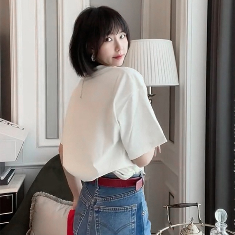 NRVP Áo Thun Cổ Tròn Ngắn Tay Thời Trang Mùa Hè Hàn Quốc 2022 Dành Cho Nữ