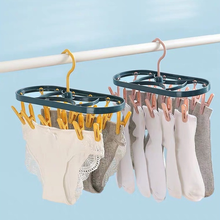 Móc Phơi Tất Vớ Tã Lót 12 Kẹp Gấp Gọn Phơi Quần Áo Chống Gió Bay Cho Cả Gia Đình Đình 88186 SI LE GIA DUNG 88