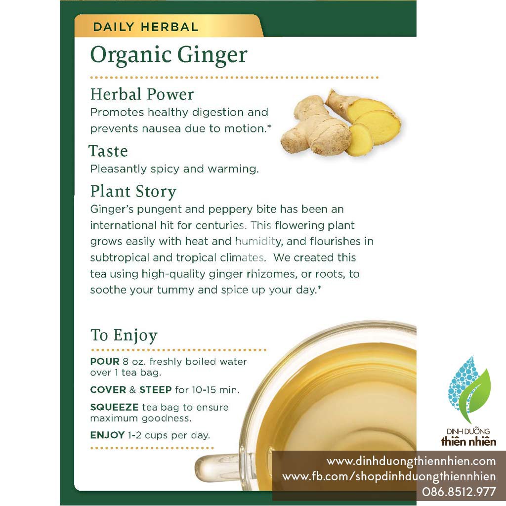 Trà Gừng Hữu Cơ Traditional Medicinals Organic Ginger