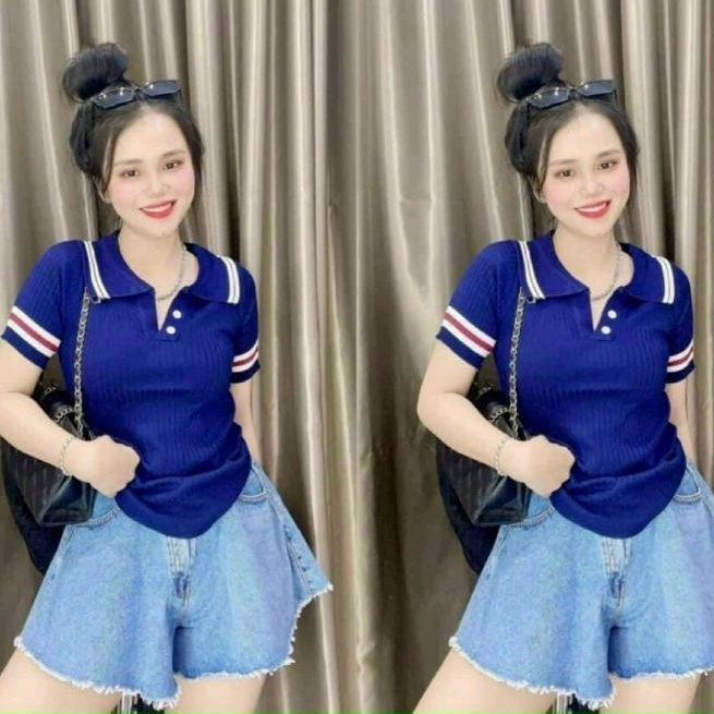 Áo thun cổ trụ phối viền cổ và tay mới nhất A15