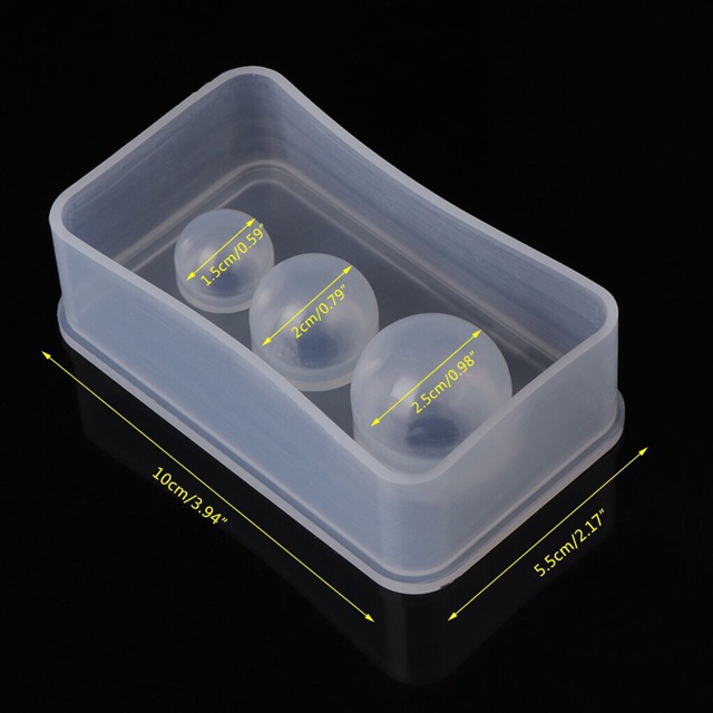 Khuôn nhựa silicon 3 ô hình cầu nguyên liệu resin làm móc khóa, trang sức, đồ handmade