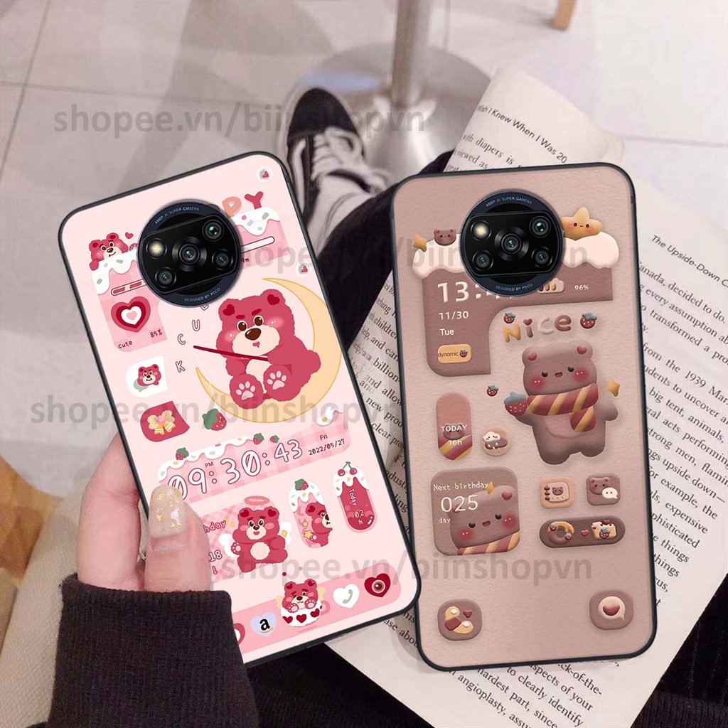Ốp Xiaomi Poco X3 / Poco X3 Pro in 3D icon gấu nổi siêu xinh, siêu đáng yêu, cá tính phong cách