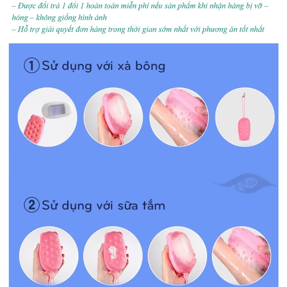 Bông Tắm Bọt Biển Silicon Có Gai Kì Cọ Massage Chà Lưng Miếng Mút Tạo Bọt 2 Mặt Lông Siêu Mềm Để Tắm Rửa Mặt Tẩy Tế Bào