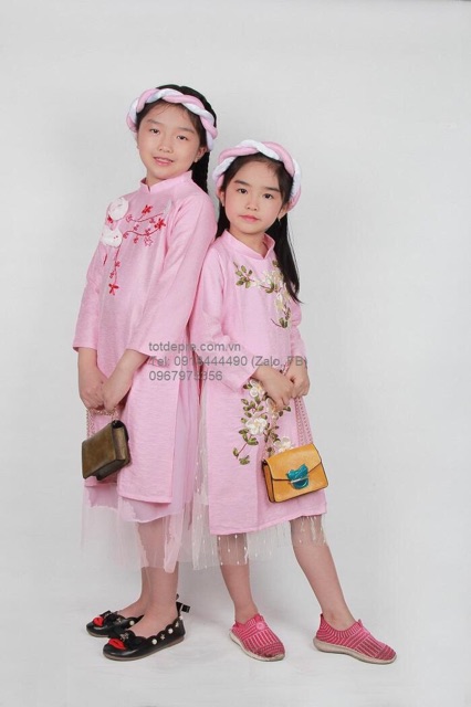 Áo dài đẹp cho bé gái kiểu áo dài cách tân hàng đẹp size 1- 16 tuổi