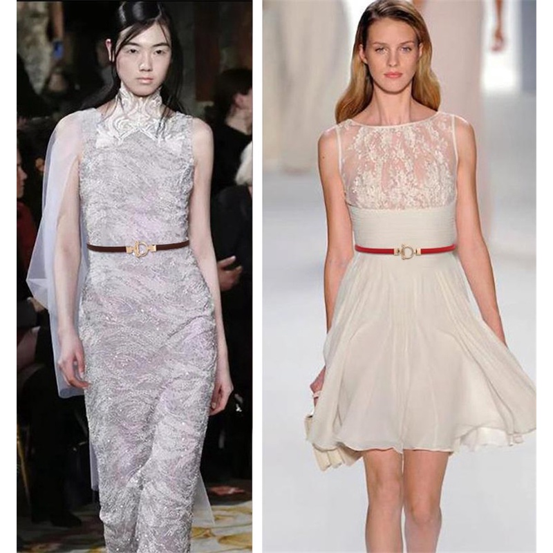 Dây Thắt Lưng Da Bò Mảnh Sang Trọng Chất Lượng Cao Thời Trang Cho Nữ