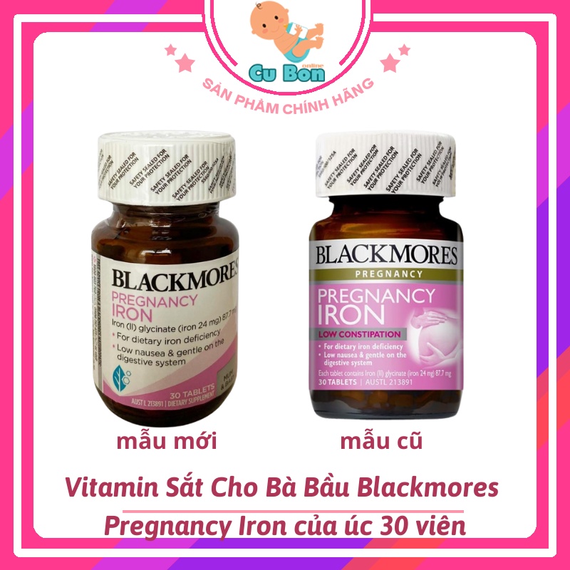 Vitamin Sắt Cho Bà Bầu Blackmores Pregnancy Iron 30 viên của Úc giúp Ngừa Thiếu Máu Không Gây Táo Bón khi mang thai