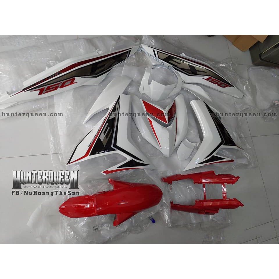 Tem rời Exciter 150. Chất liệu candy xe trắng. Thay đổi màu sắc và chi tiết theo yêu cầu. Sắc nét, bền màu