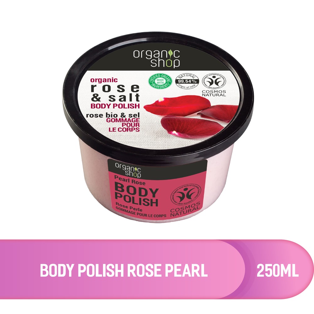 Tẩy Tế Bào Chết Body Organic Shop Hoa Hồng &amp; Ngọc Trai 250ml