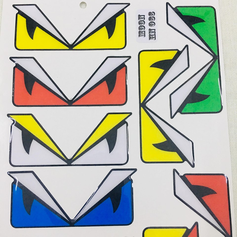 [CHÚ Ý] Bộ tem hoạt hình dán xe máy, tem logo đổ nhựa kiểu mắt cú cá tính