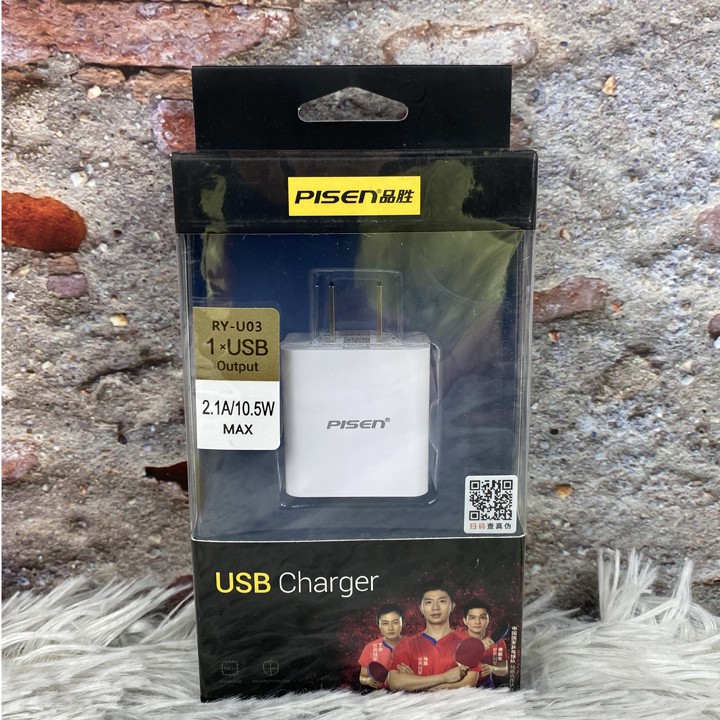 Củ sạc IP5/5s/6/6s/7/7Plus/8/8Plus/X/Xs/XR/XsMax hiệu PISEN 5V-1A/2.1A-Mã TZCH804