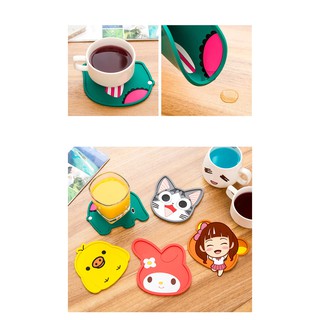 Miếng đế lót ly nhựa dẻo hoạt hình cute