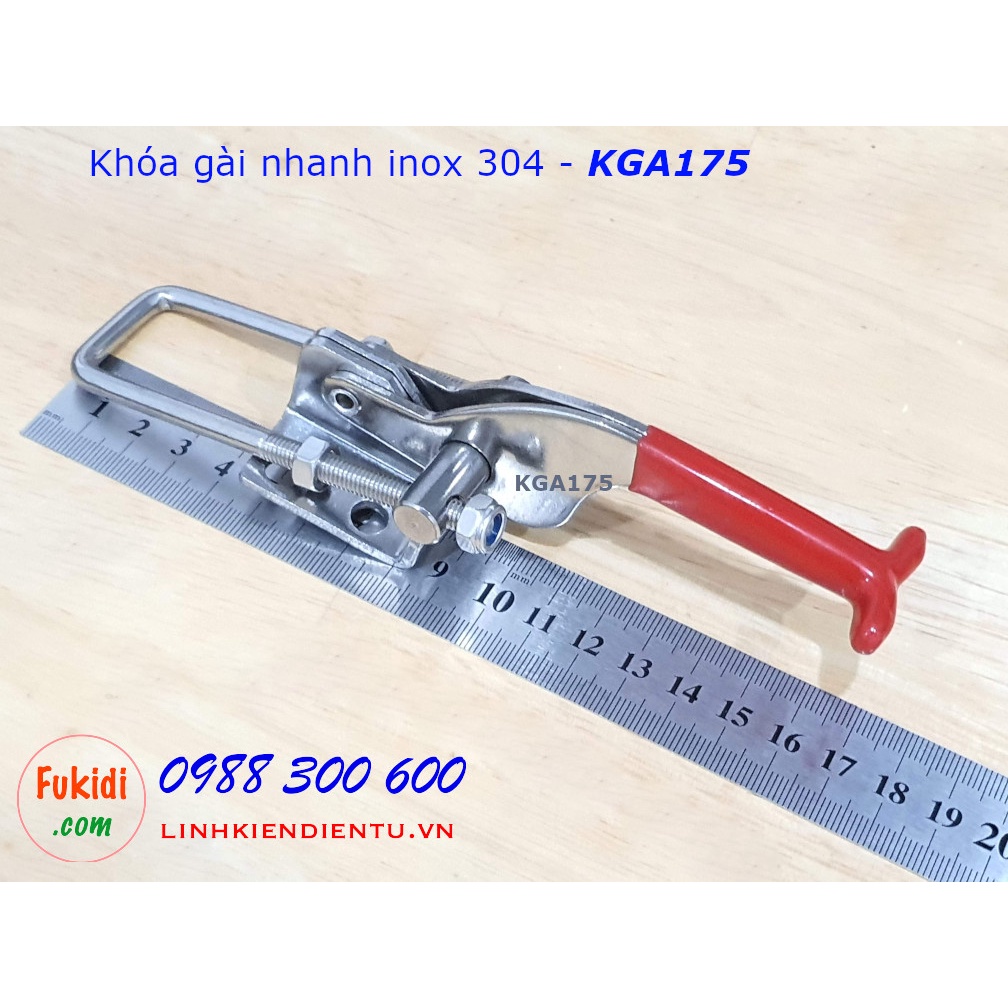 Khóa gài nhanh inox 304 dài 175mm, tay kéo điều chỉnh chiều dài - KGA175