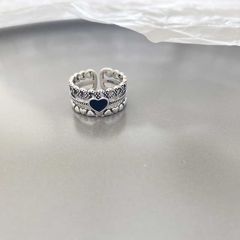 Nhẫn hình trái tim rỗng có thể điều chỉnh phong cách retro cho nữ