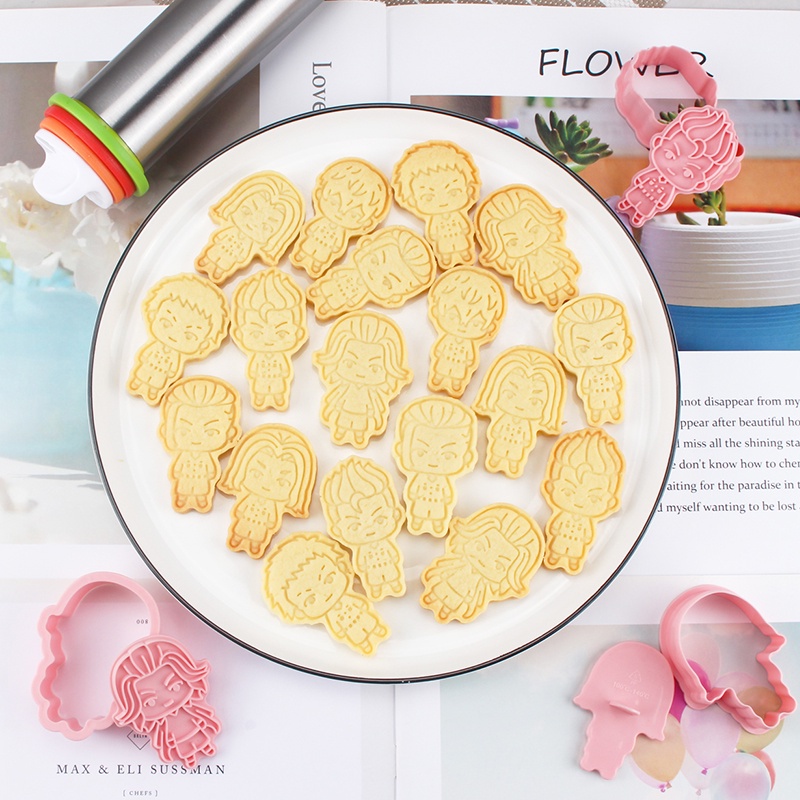 Bộ 6 cái khuôn làm bánh quy trang trí hình anime 3D