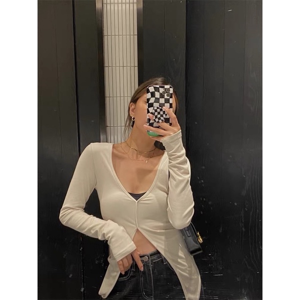Áo tay dài hở bụng MOODY NUDY