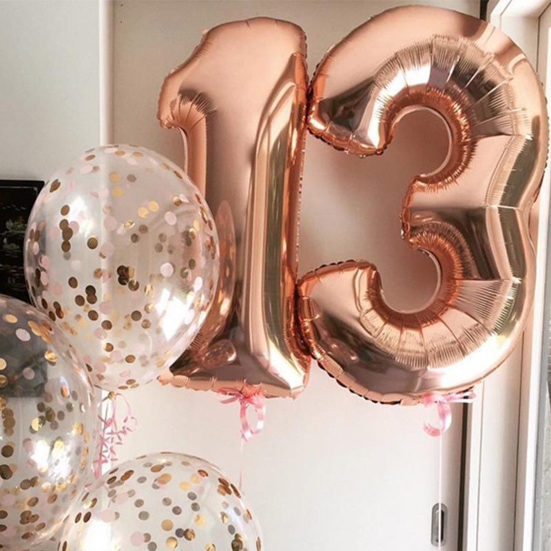 Bong Bóng Số Size Đại 80cm Màu Hồng Vàng Gold Chụp Ảnh Sinh Nhật Trang Trí Sinh Nhật - Yori Party