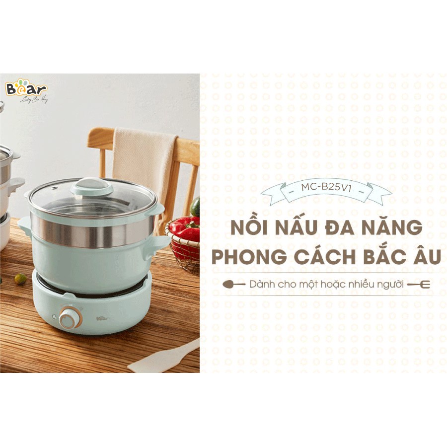 Nồi điện đa năng kèm bếp Bear DHG-B25Z1 tích hợp nhiều chức năng dành cho nhóm từ 2-5 người Tuli Store