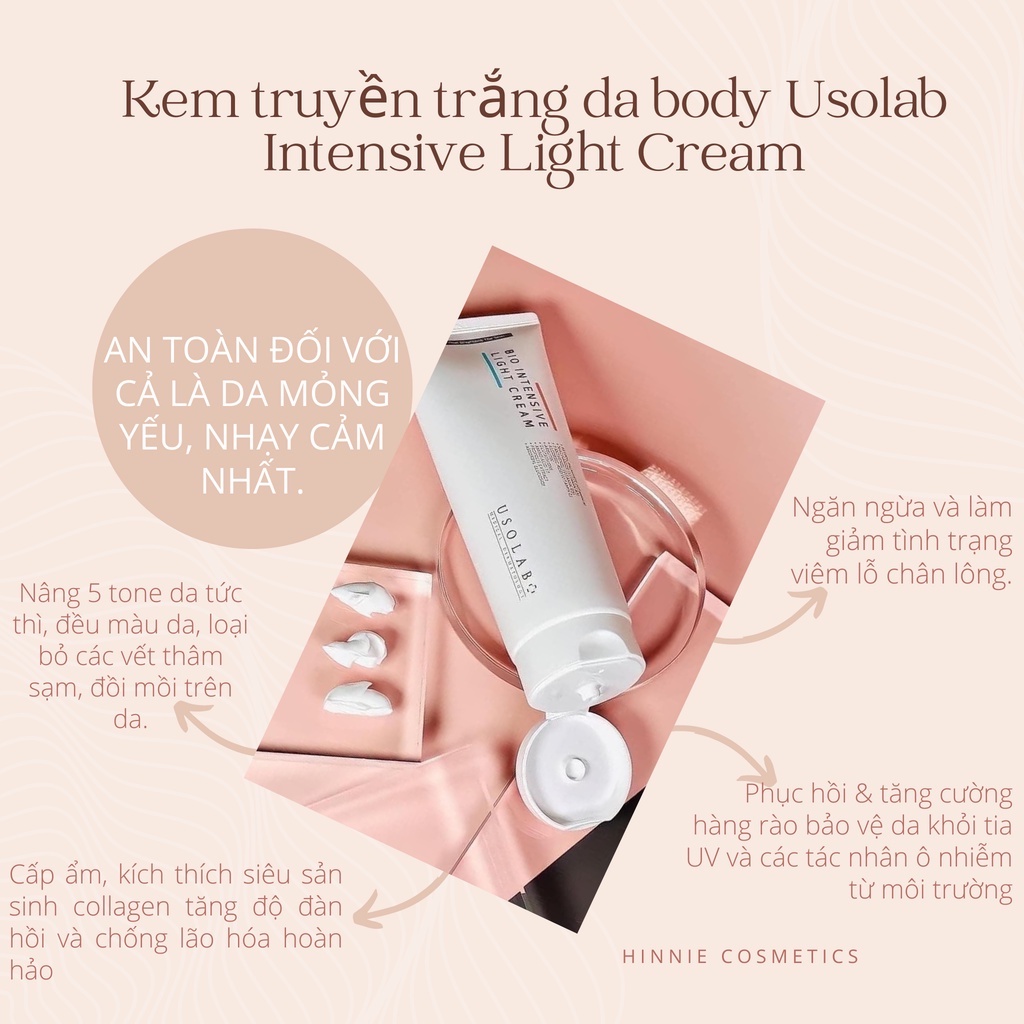 Kem Truyền Trắng Da Body Usolab Intensive Light Cream - Sản phẩm dưỡng trắng tức thì an toàn lành tính số 1 Hàn Quốc