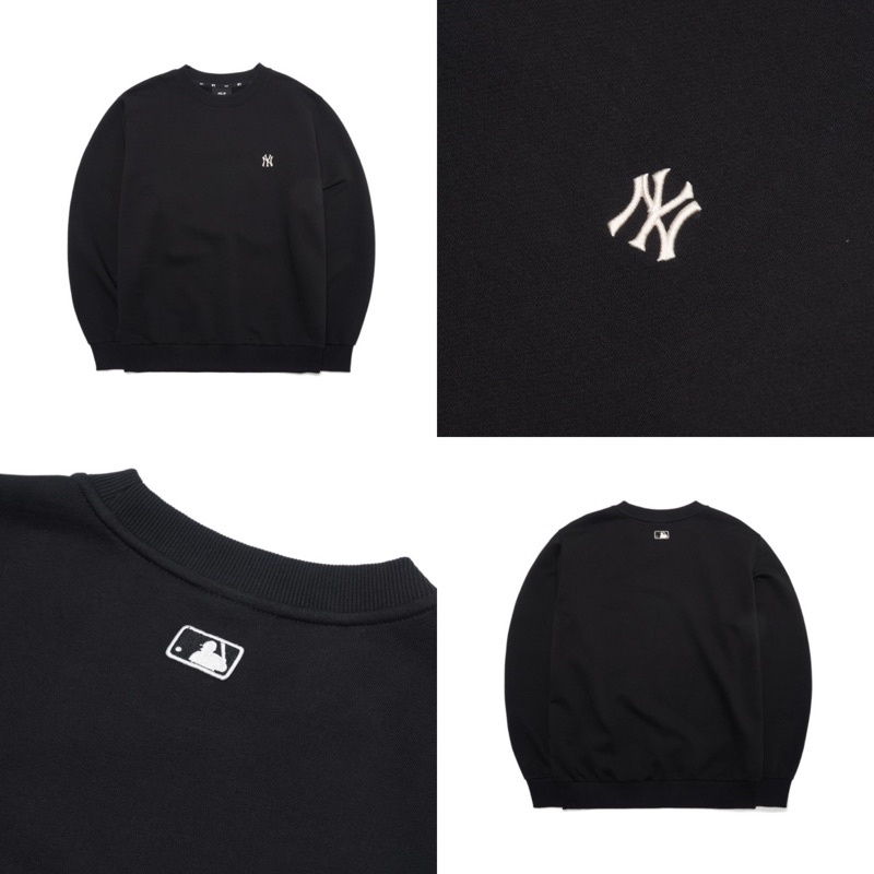 Áo sweater nỉ da cá màu đen thêu logo Hàn Quốc chính hãng