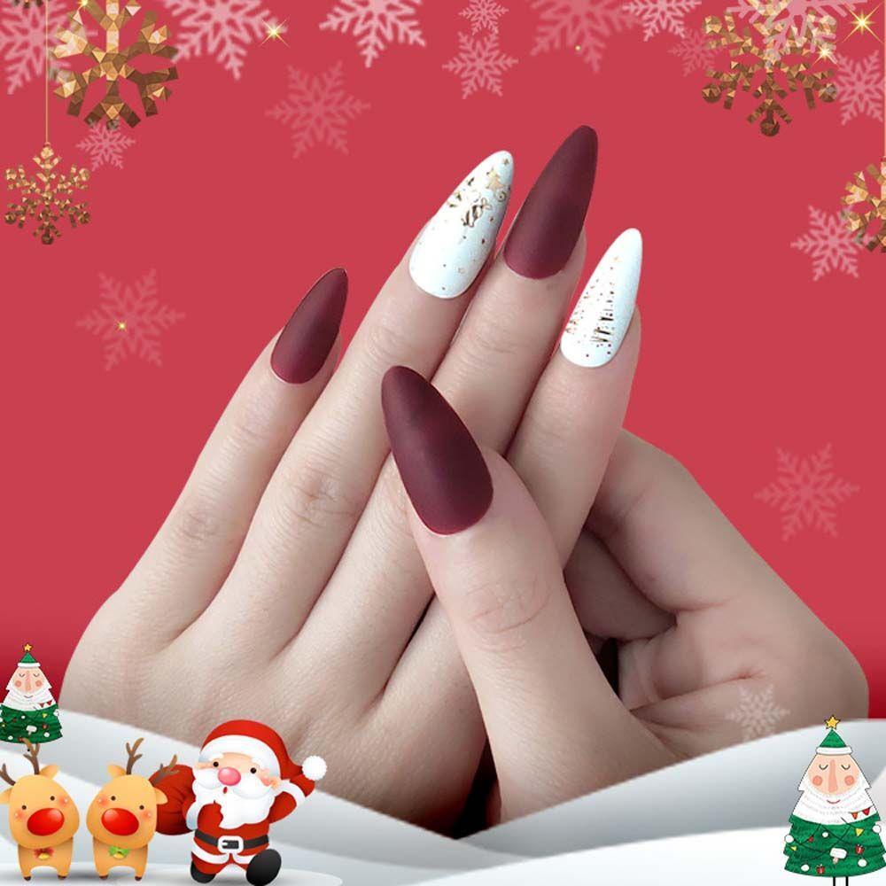 Bộ Móng Tay Giả Hình Ông Già Noel Tuần Lộc Giáng Sinh Thời Trang Có Thể Tháo Rời