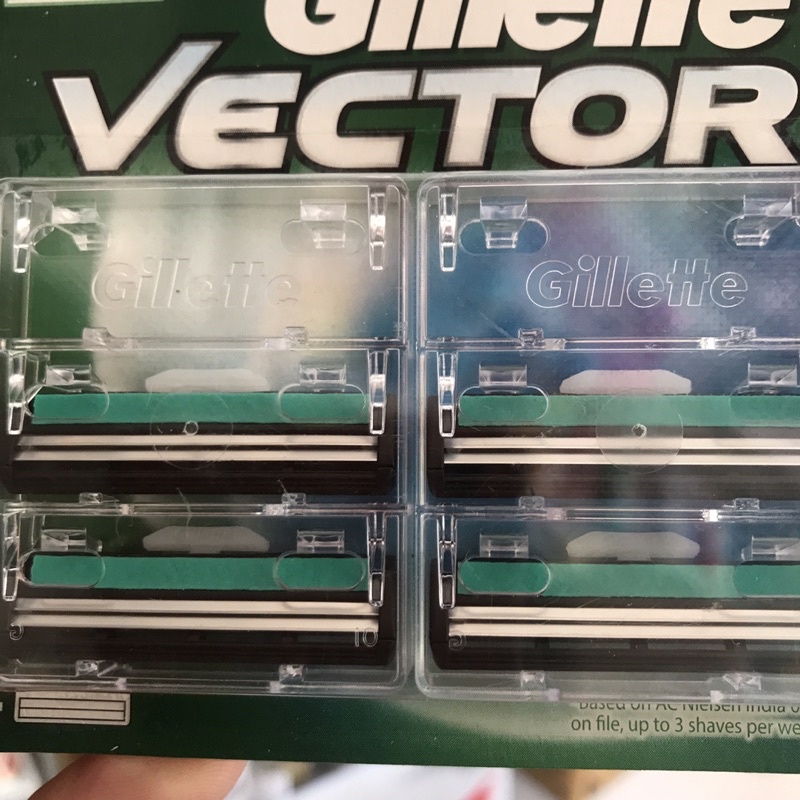 Vỉ 4 lưỡi dao cạo râu Gillette Vector (lưỡi kép)