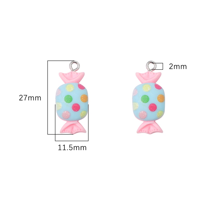 6 Mặt dây hình viên kẹo nhiều màu làm khuyên tai móc khóa trang sức DIY