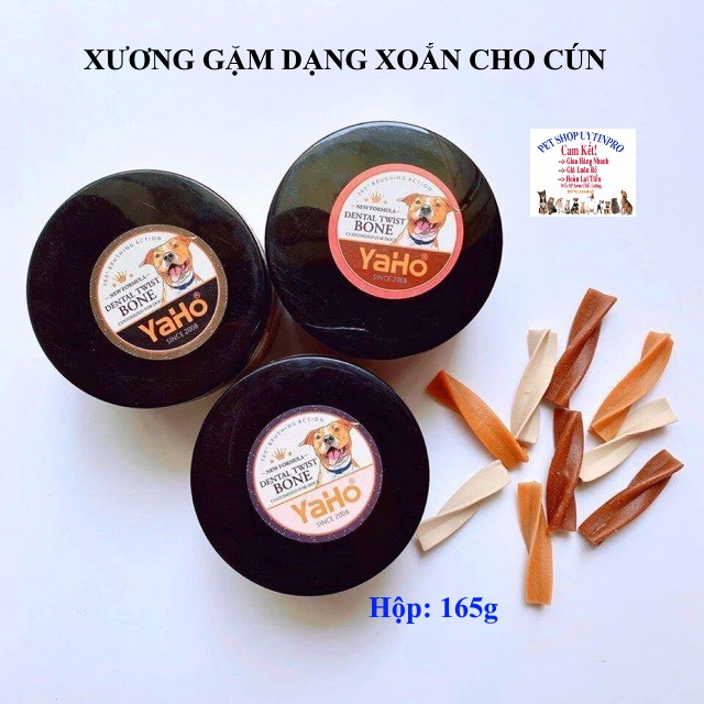 XƯƠNG GẶM KIỂU XOẮN CHO CHÓ THÚ CƯNG Yaho Bone Hộp 165g Bổ sung canxi Sạch răng Tốt cho hệ tiêu hóa