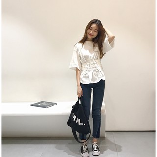 Áo thun giả corset sẵn đen và trắng