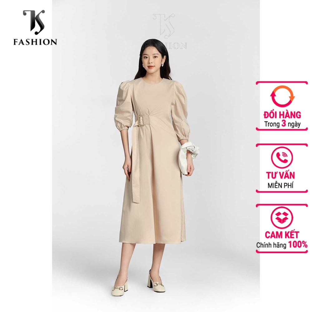 Váy đầm nữ dây khuy eo 1 bên, cổ tròn, hàng thiết kế cao cấp TK Fashion - DK B46