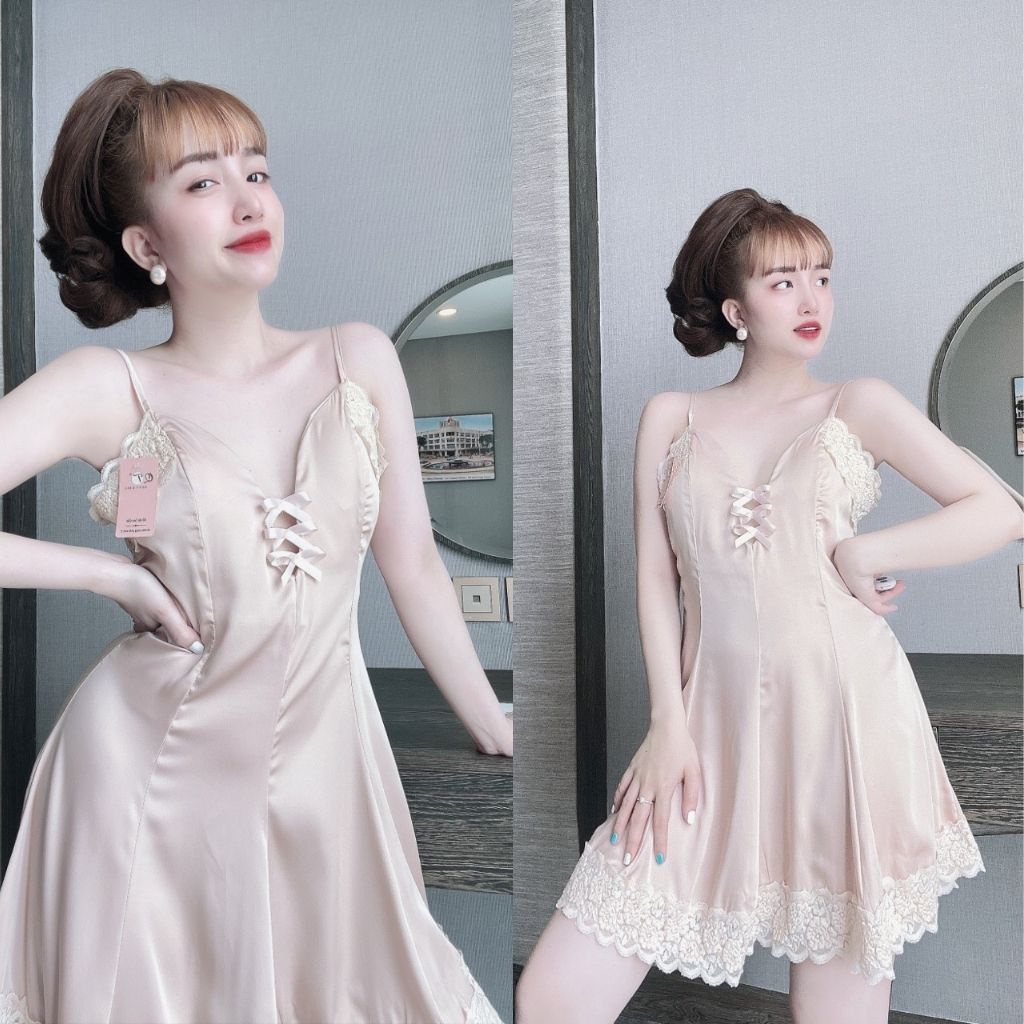 Váy ngủ sexy ❣️FREE SHIP❣️ Đầm ngủ sexy lụa Latin Chất Siêu Mát Dáng Siêu Xinh &lt; 62kg