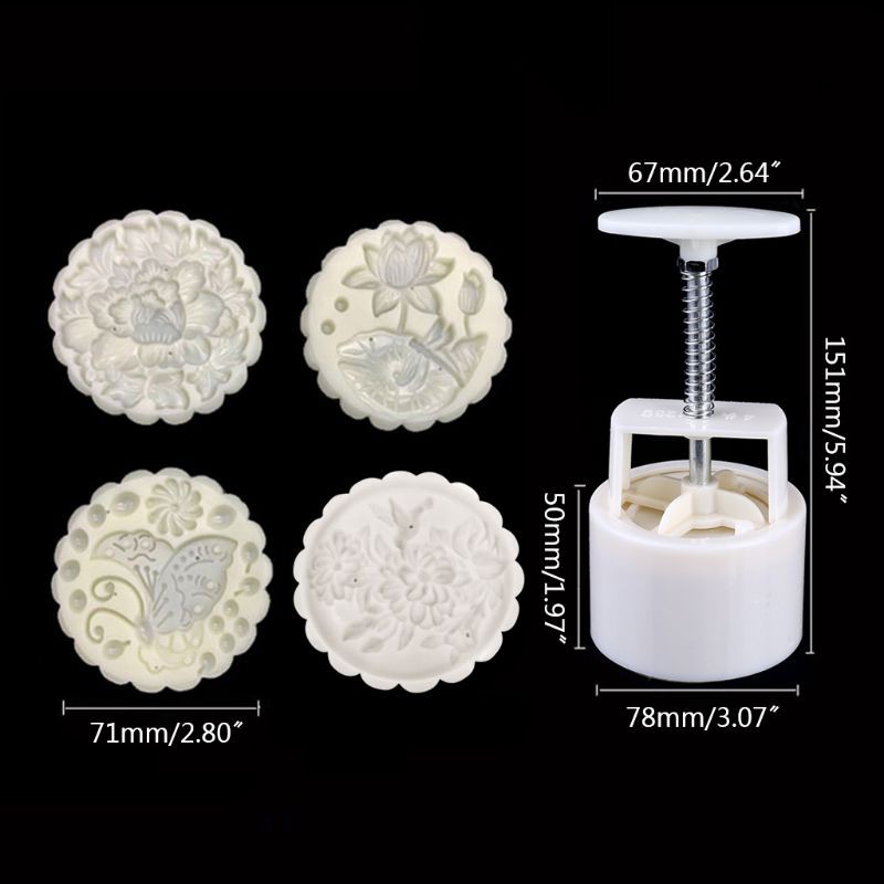 Khuôn Đóng Dấu Trang Trí Bánh Trung Thu 4 Kiểu 125g