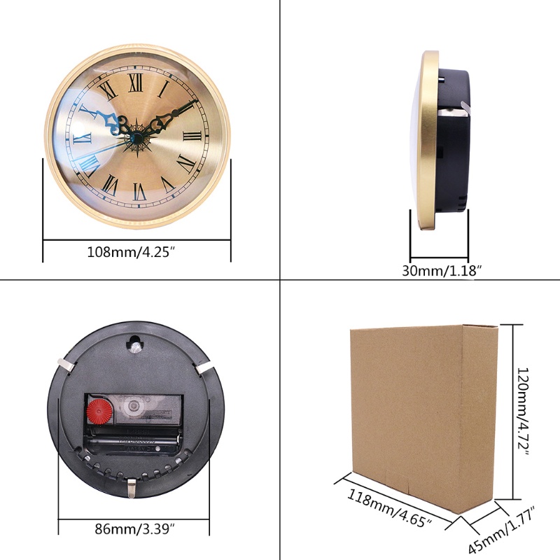 Đồng Hồ Treo Tường Hình Tròn 108mm Bằng Kim Loại Phong Cách Cổ Điển Độc Đáo