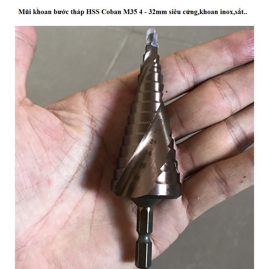 Mũi khoan bước tháp HSS Coban M35 4 - 32mm siêu cứng,khoan inox,sắt..