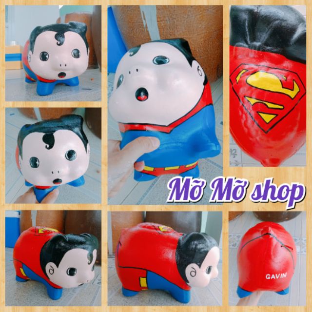 Super man heo - heo đất handmade- kèm hình thật