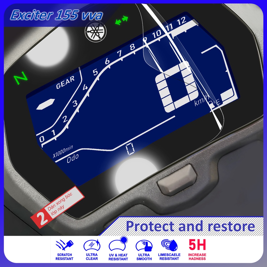 Miếng dán bảo vệ mặt đồng hồ EXCITER 155 VVA 2021 New cao cấp chống trầy xước màn hình xe Ex Exciter 155