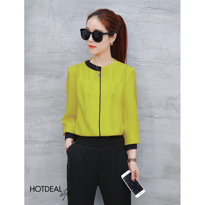 Áo sơ mi công sở ❣️FREESHIP❣️ Áo Kiểu Phối Màu bella - Hàng thiết kế chuẩn