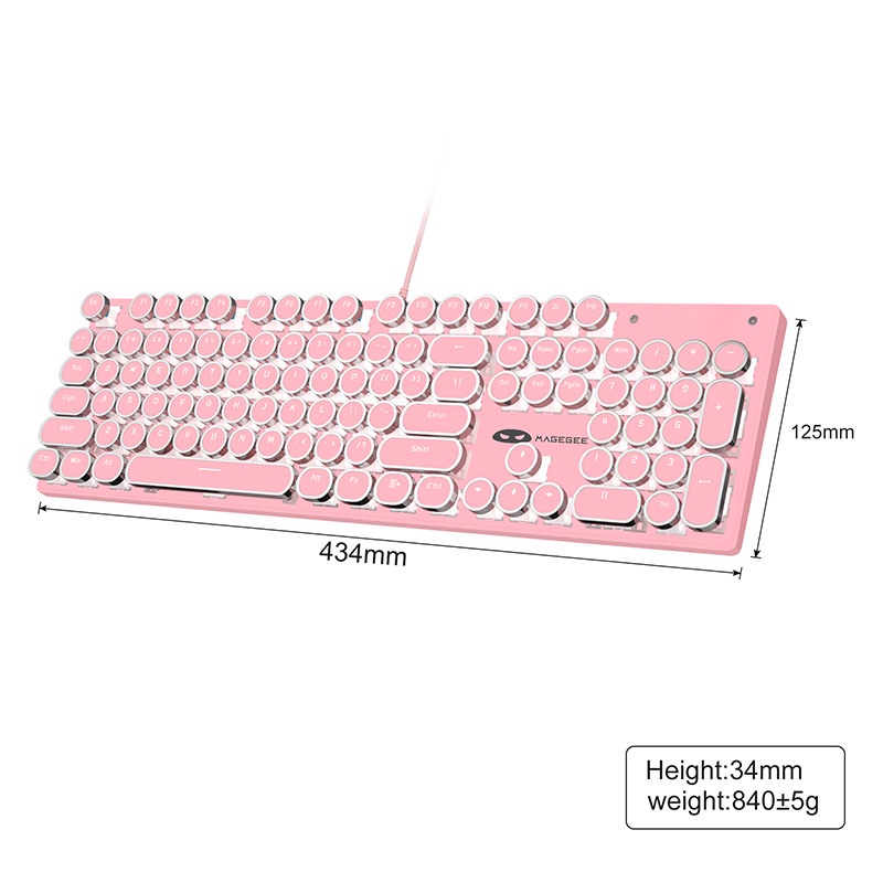 Bàn phím cơ chơi game MageGee dạng tròn có dây đèn LED nền xanh dương cổ điển dễ thương cho máy tính xách tay windows