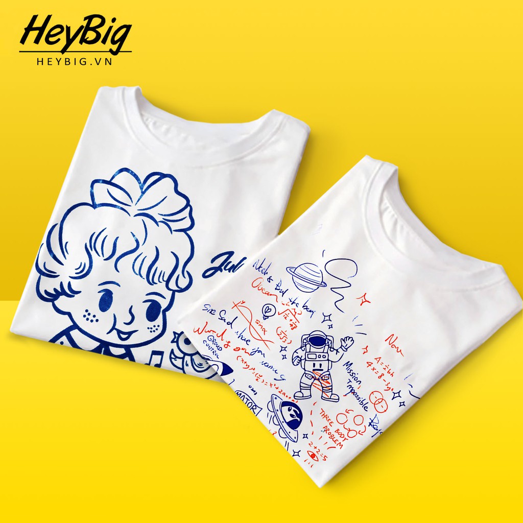 Áo thun, áo phông trắng tay lỡ unisex form rộng Nelly thương hiệu Heybig