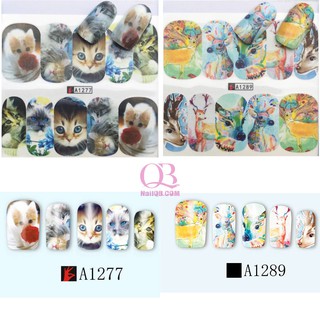 Set 2 tấm sticker xăm nước dán móng hình động vật A1277-1289