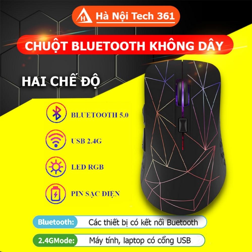 Chuột máy tính không dây bluetooh sử dụng pin sạc E51 có đầu thu và bluetooth dùng được cho mọi thiết bị