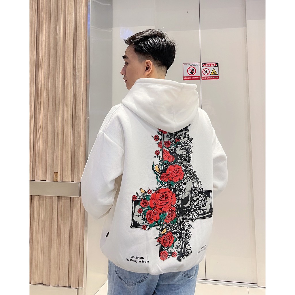 ÁO HOODIE OBLIVION TRẮNG BY OCTAGON - Áo nỉ form rộng nam nữ unisex in hình Local Brand | BigBuy360 - bigbuy360.vn