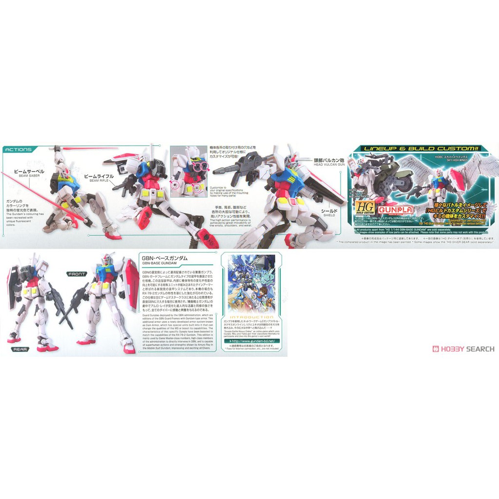 Mô hình nhựa lắp ráp HG BD 1/144 GBN - Base Gundam HGBD - bandai