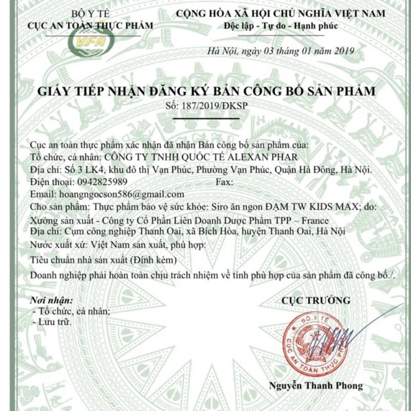 Siro Đạm TW Kids Max Ăn Ngon Tăng Đề Kháng