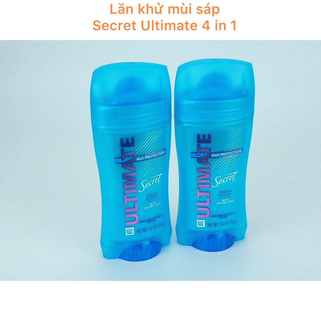 [ Hàng Mỹ] Lăn Khử Mùi Cho Nữ  Secret Ultimate Dạng Sáp 4in1 Protection - Khô Ráo, Thoáng Mát, Tiết Kiệm