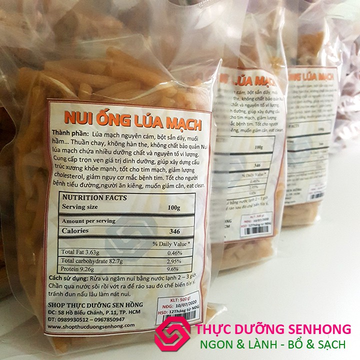 Nui ỐNG Lúa Mạch (500gr) Nui lúa mạch nguyên cám, không hóa chất phẩm màu | BigBuy360 - bigbuy360.vn