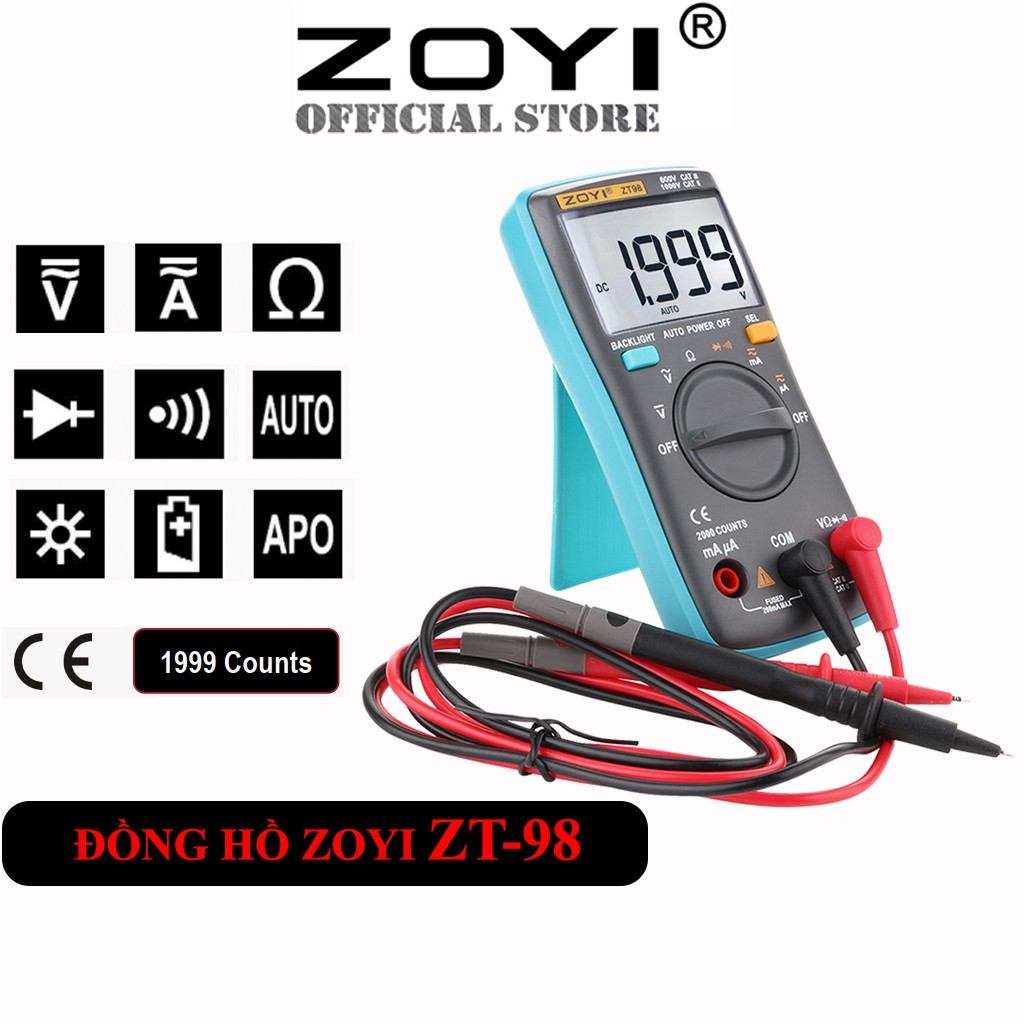 Đồng Hồ Đo Điện Vạn Năng Điện Tử Đo Điện Ac/Dc Zoyi Zt-98 - Bảo Hành 12 Tháng