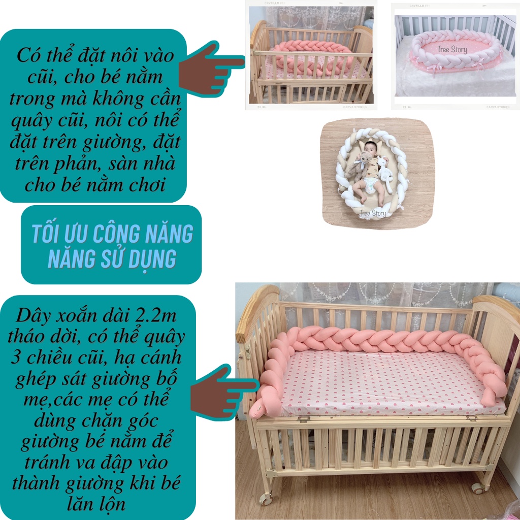 Nôi xoắn handmade Tree Story, nôi sơ sinh ngủ chung giường cho bé