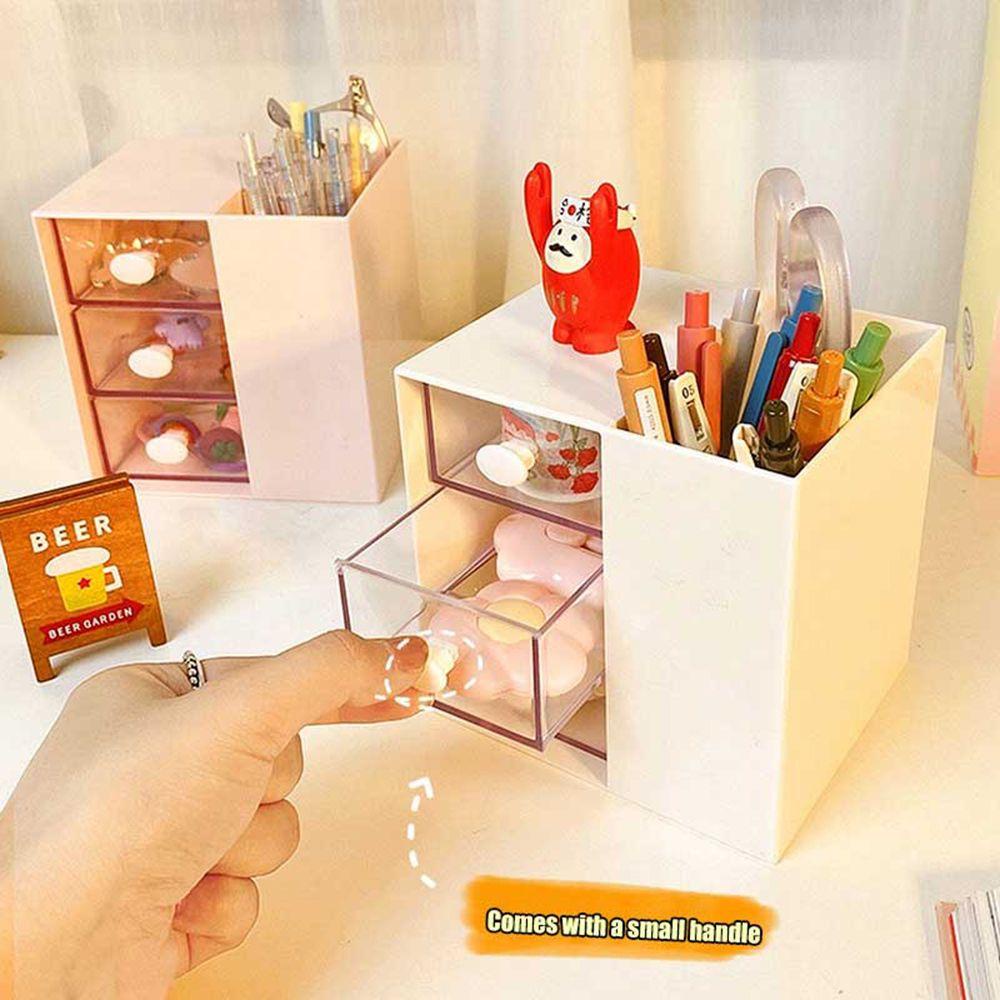 LAKAMIER Hộp Đựng Bút Để Bàn Nhiều Ngăn Trong Suốt Cho Bé