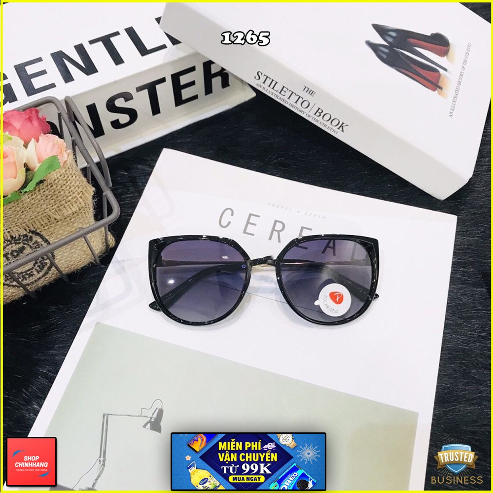 KÍNH MÁT NỮ THỜI TRANGMẮT MÈO TRÒNG POLARIZED GỌNG XI KIM LOẠI CAO CẤP SH1265