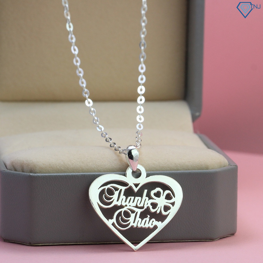 Dây chuyền chữ theo tên bằng bạc thật hình trái tim đẹp DCC0020 - Trang Sức TNJ